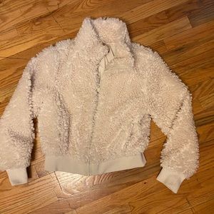 Zara- cropped cream fleece jacket
